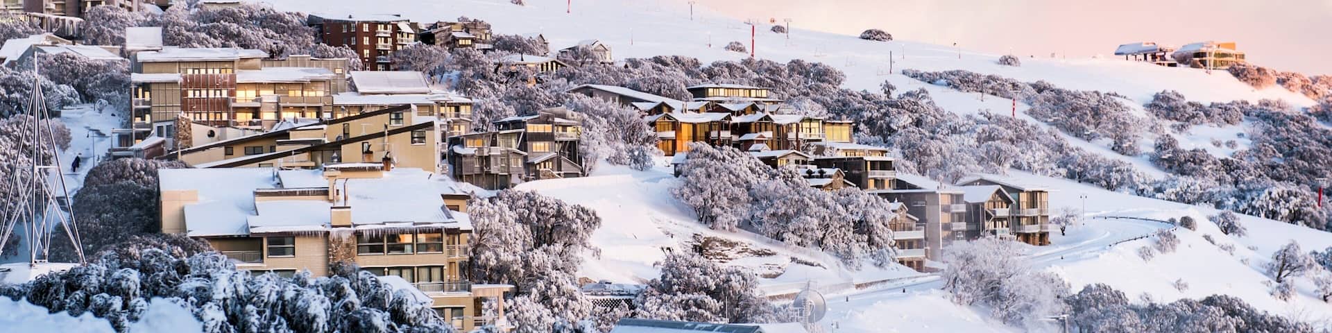 Mt. Buller Ski Slopes which includes snow and a small town or village