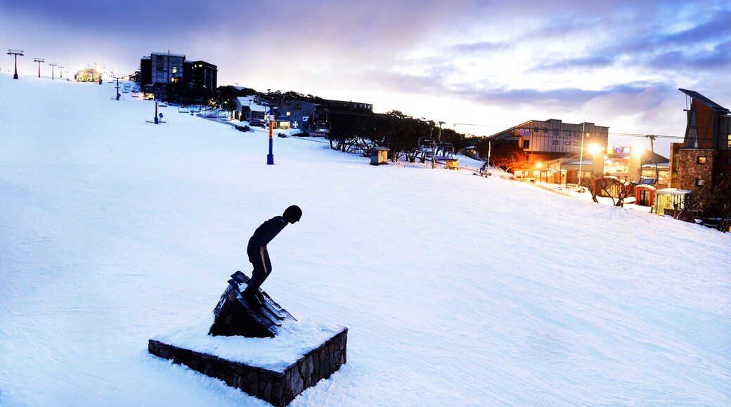 Mt. Buller Ski Slopes featuring a luxury hotel or resort, night scenes and a small town or village