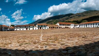 Panoramic view of Central Plaza Villa de Leyva Boyaca Colombia