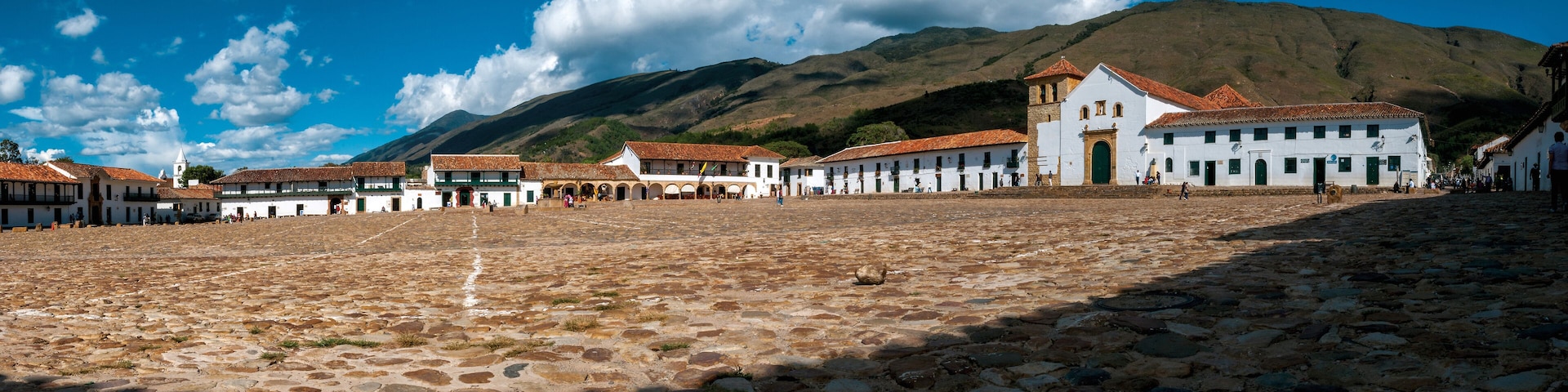 Panoramic view of Central Plaza Villa de Leyva Boyaca Colombia