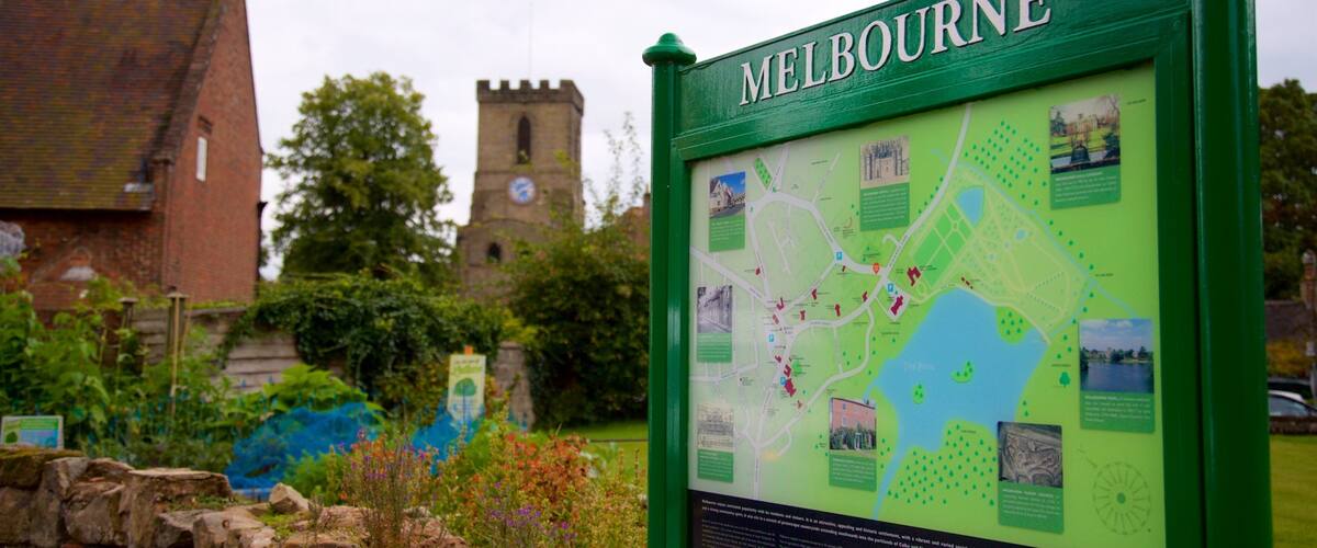 Melbourne montrant petite ville ou village et signalisation