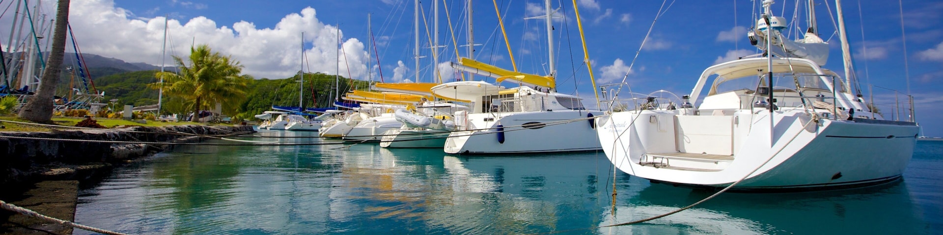 Tahiti featuring tropical scenes, sailing and a bay or harbor