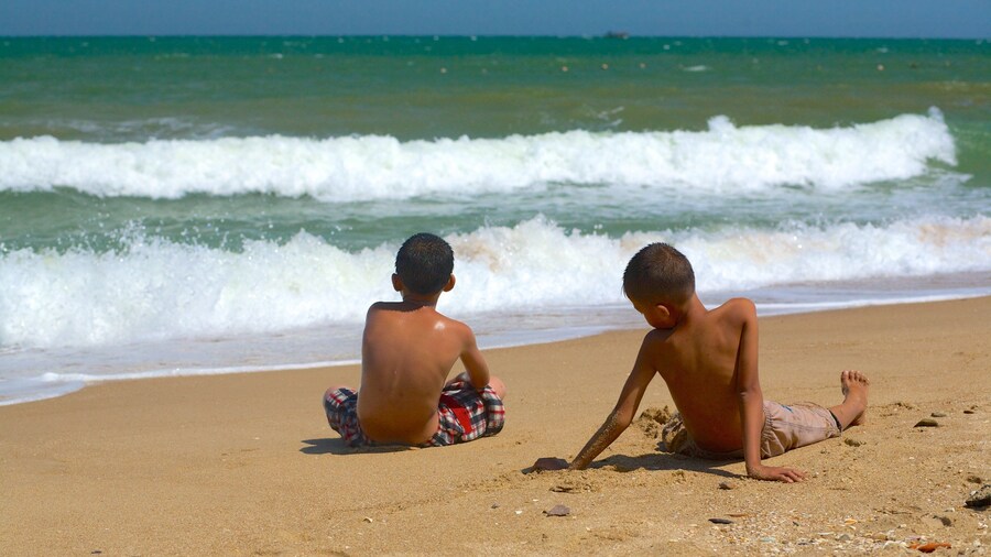 Phan Thiet Beach which includes a beach as well as children
