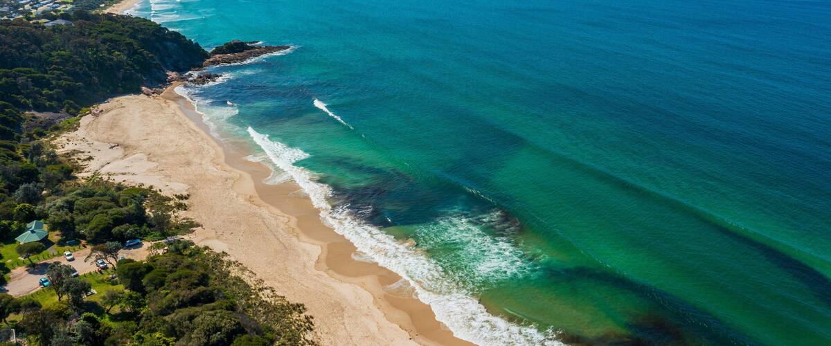Pambula Beach featuring landscape views, a beach and general coastal views