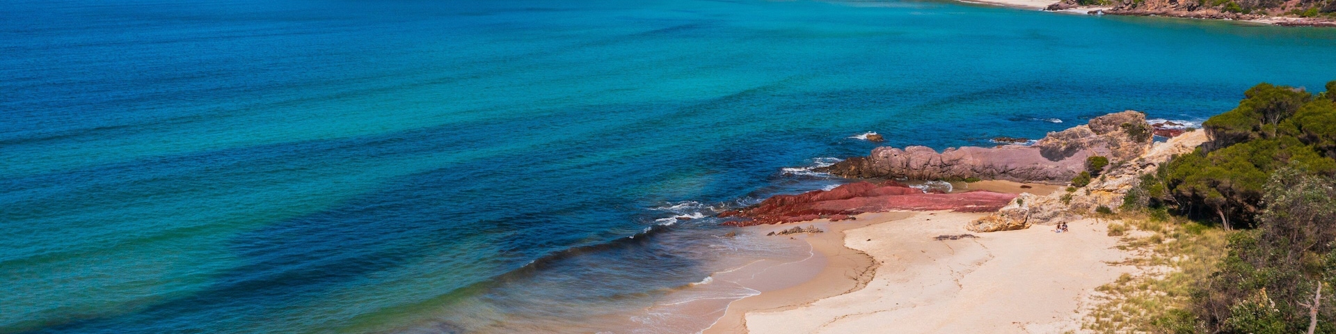 Pambula Beach which includes general coastal views and a sandy beach