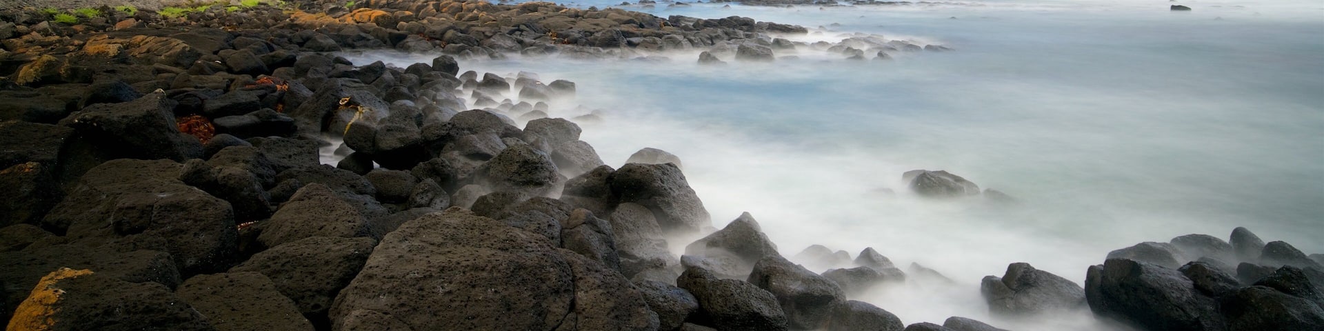 Griffiths Island Lighthouse featuring a lighthouse, rocky coastline and a bay or harbor