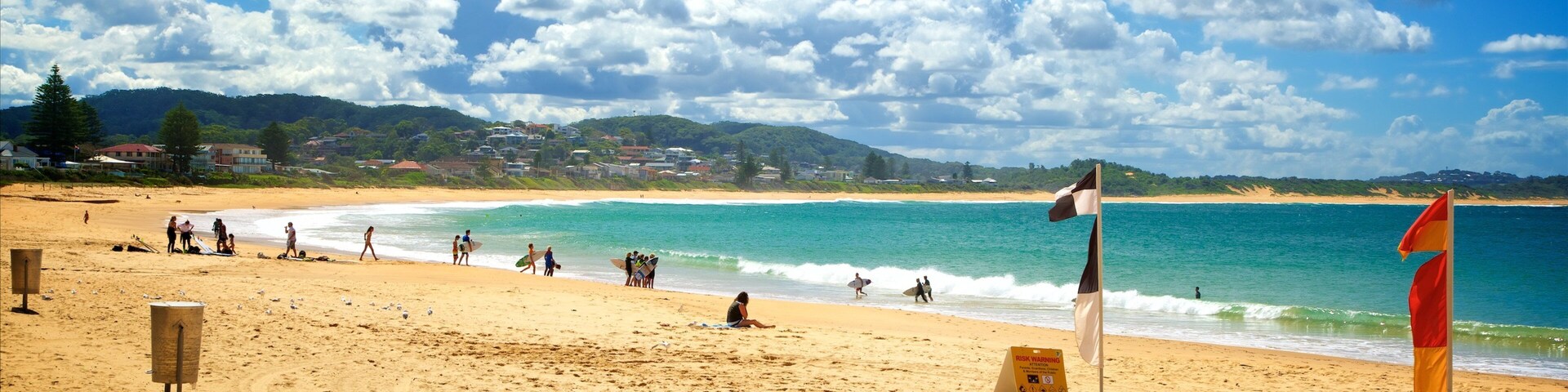 Terrigal que incluye una playa y una bahía o un puerto