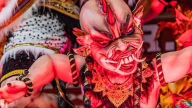 Ogoh-Ogoh, demon statue made for Ngrupuk parade conducted on the eve of Nyepi day. Close-up , Shutterstock ID 621114332, Purchase Order: SP-2084, Order Number: SP-2084 Hotels.com Go Guides, Client/Lic