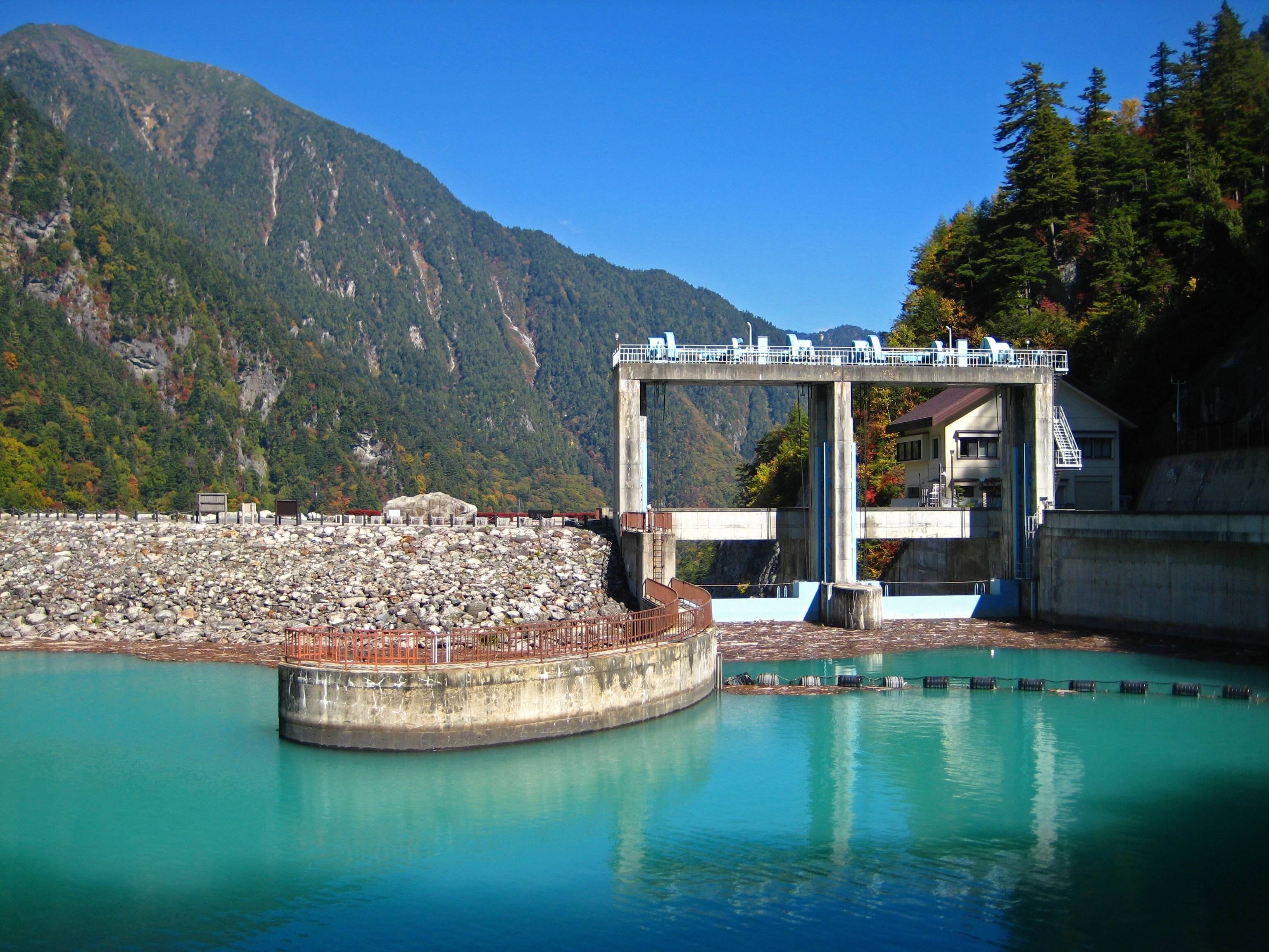 Takase Dam spillway.