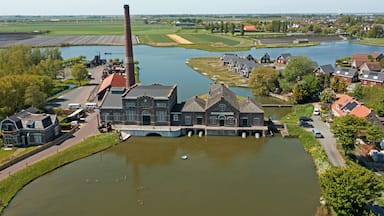 Aerial from the steam pumping station Vier Noorder Koggen in Wervershoof in the Netherlands