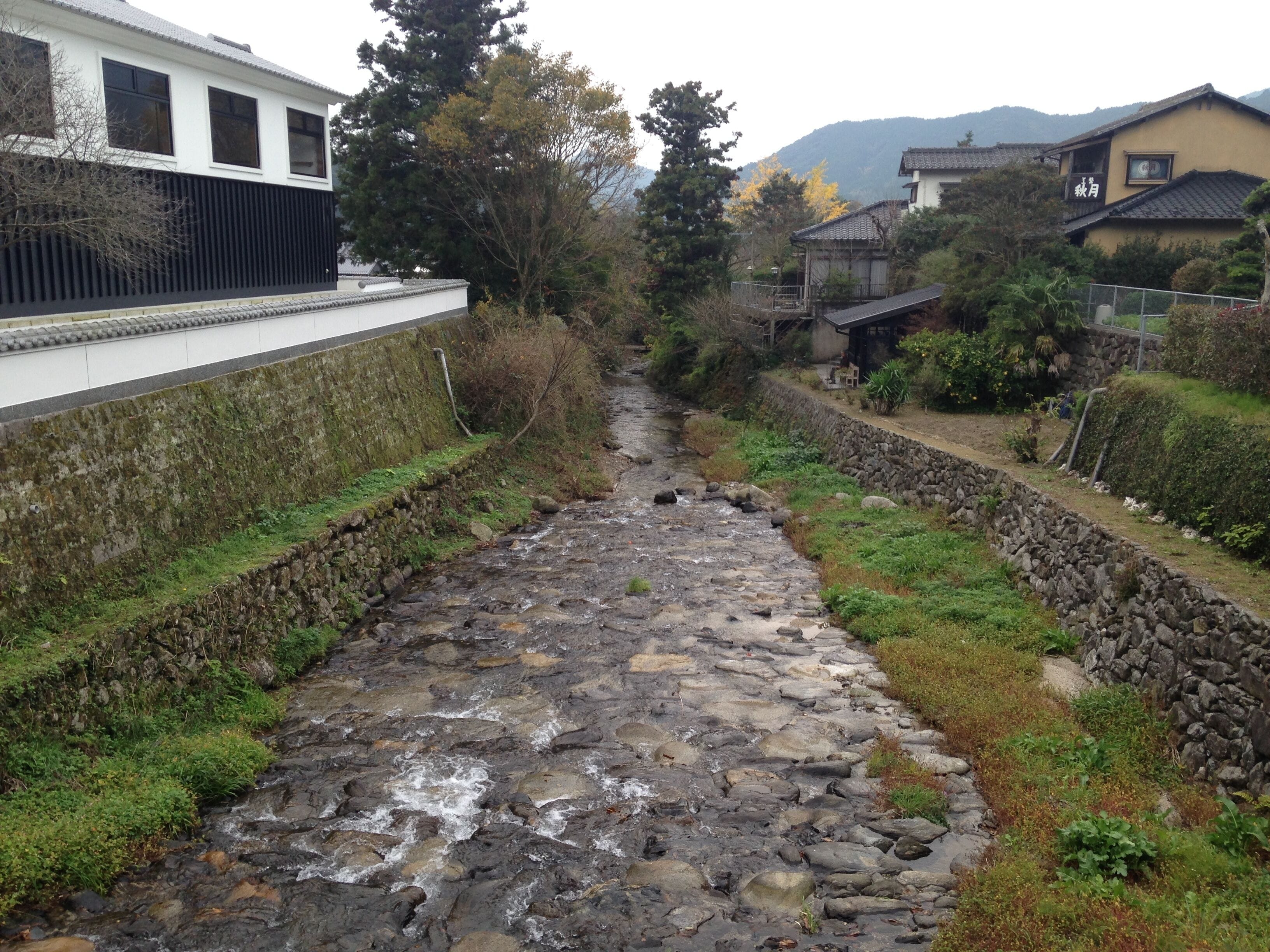 秋月・野鳥橋より望む野鳥川(下流側)