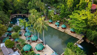 Aerial of Malumpati Cold Spring in the town of Pandan, Antique, Philippines.