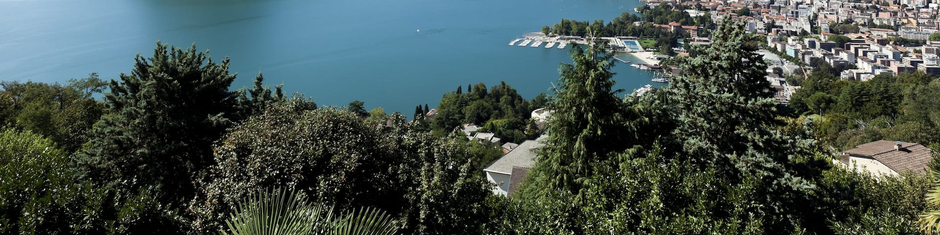 Lake Lugano, panoramic view from the top, switzerland