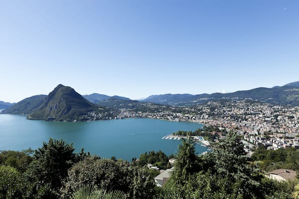 Lake Lugano, panoramic view from the top, switzerland