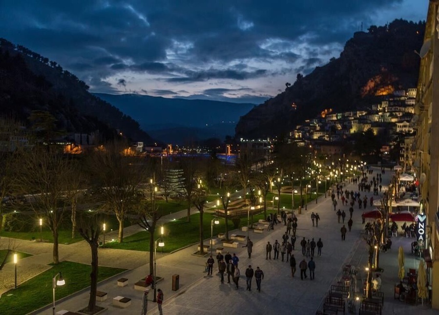 So, Berat Albania is pretty! The entire city is also a UNESCO site, home to a very impressive castle, and lots of curious and friendly locals. This was the view from our 4 star hotel room that was a steal at 30 euros a night.