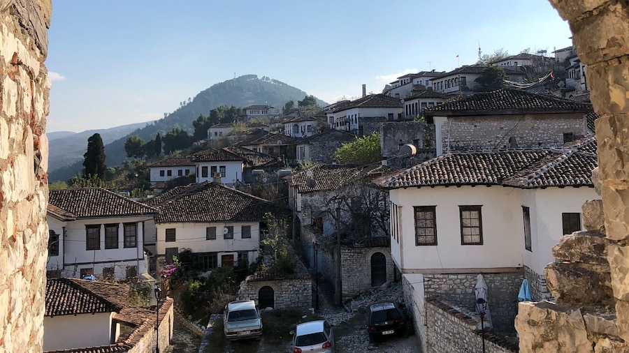 There’s actually people still staying within the castle wall in Berat Castle