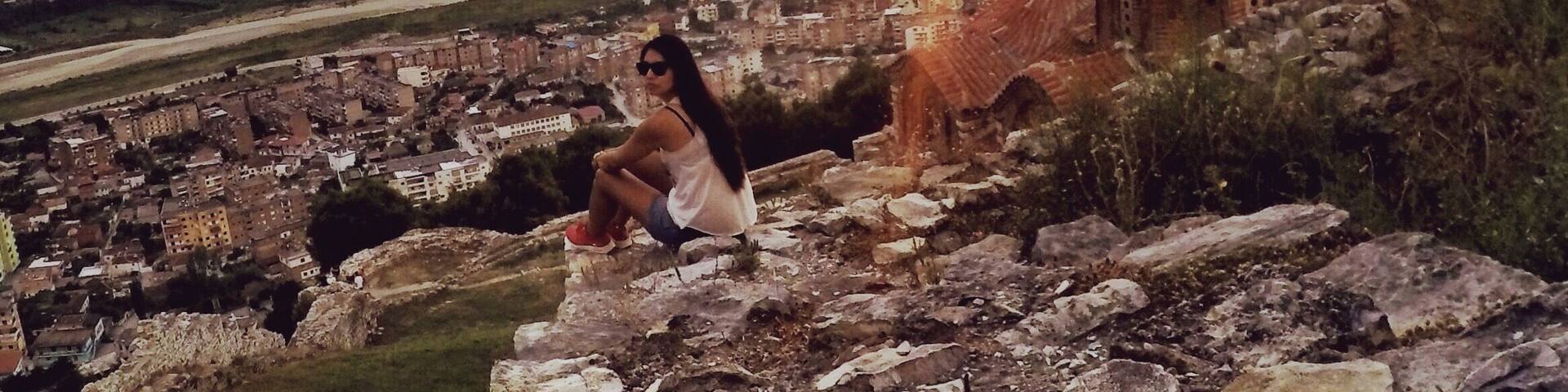 Beautiful sunset over Berat from Berat Castle