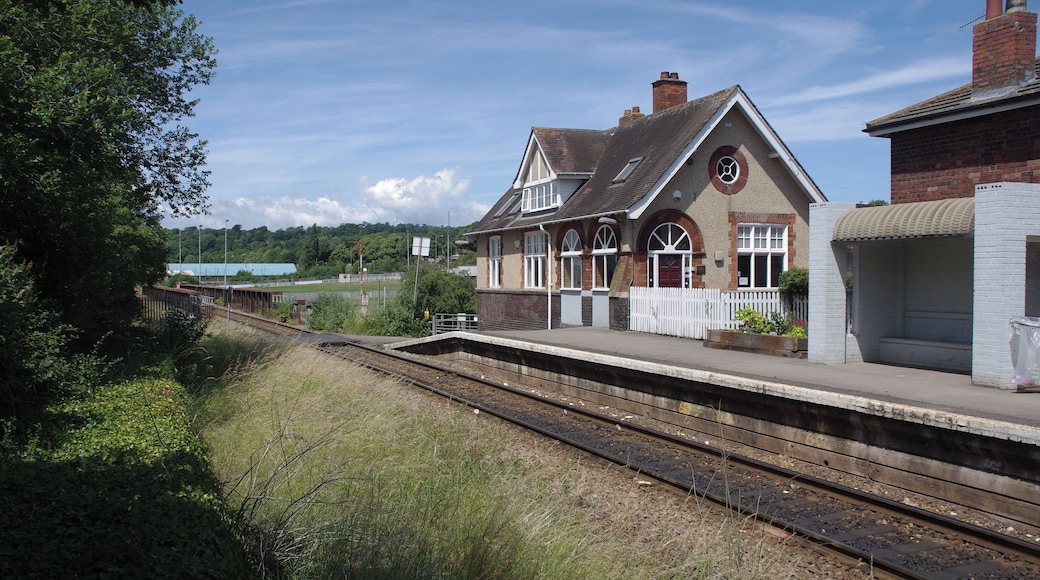 Sea Mills railway station on the Severn Beach Line, viewed from the disused up platform.