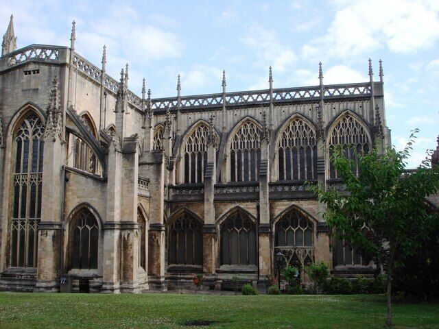 A large Gothic-style cathedral with pointed arches and intricate stonework.