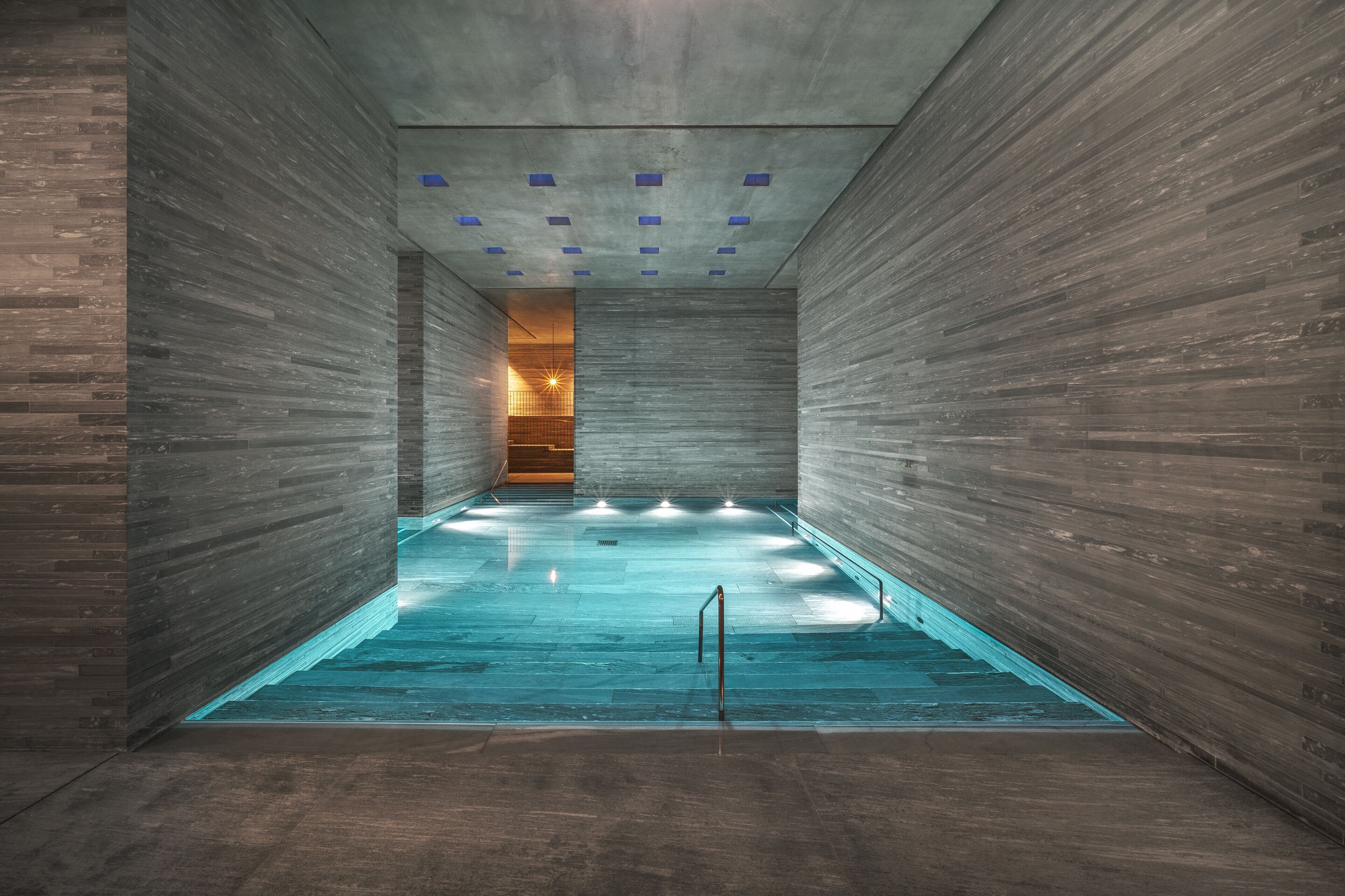 Design: Peter Zumthor, built between 1993 and 1996
One of the most iconic works of the 2009 Pritzker Prize winner Peter Zumthor, Therme Vals is built from locally quarried Quarzite over the only thermal spring in Graubünden.