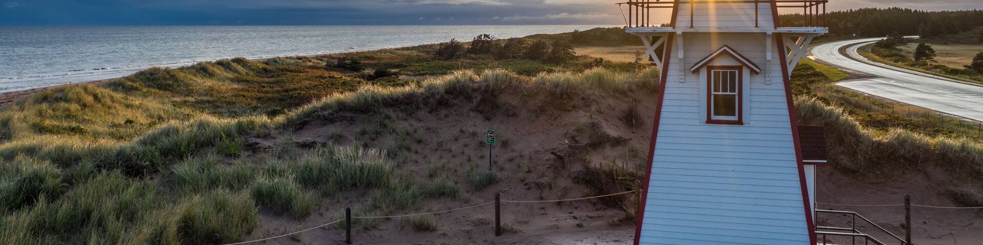 The sun illuminating through the main lens as it it is operational, Covehead Harbour Lighthouse, Stanhope Bayshore, Prince Edward Island, Canada