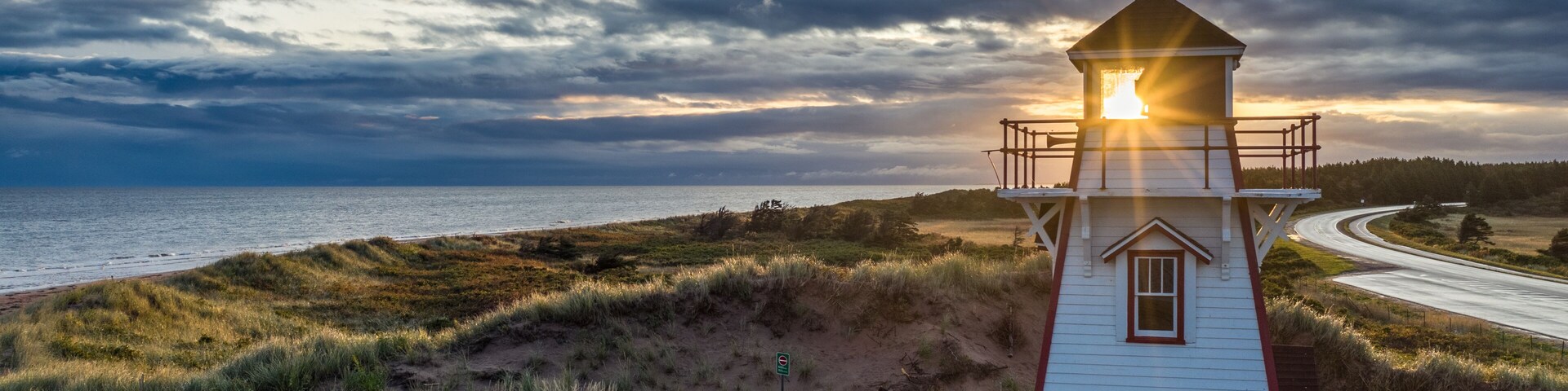 The sun illuminating through the main lens as it it is operational, Covehead Harbour Lighthouse, Stanhope Bayshore, Prince Edward Island, Canada