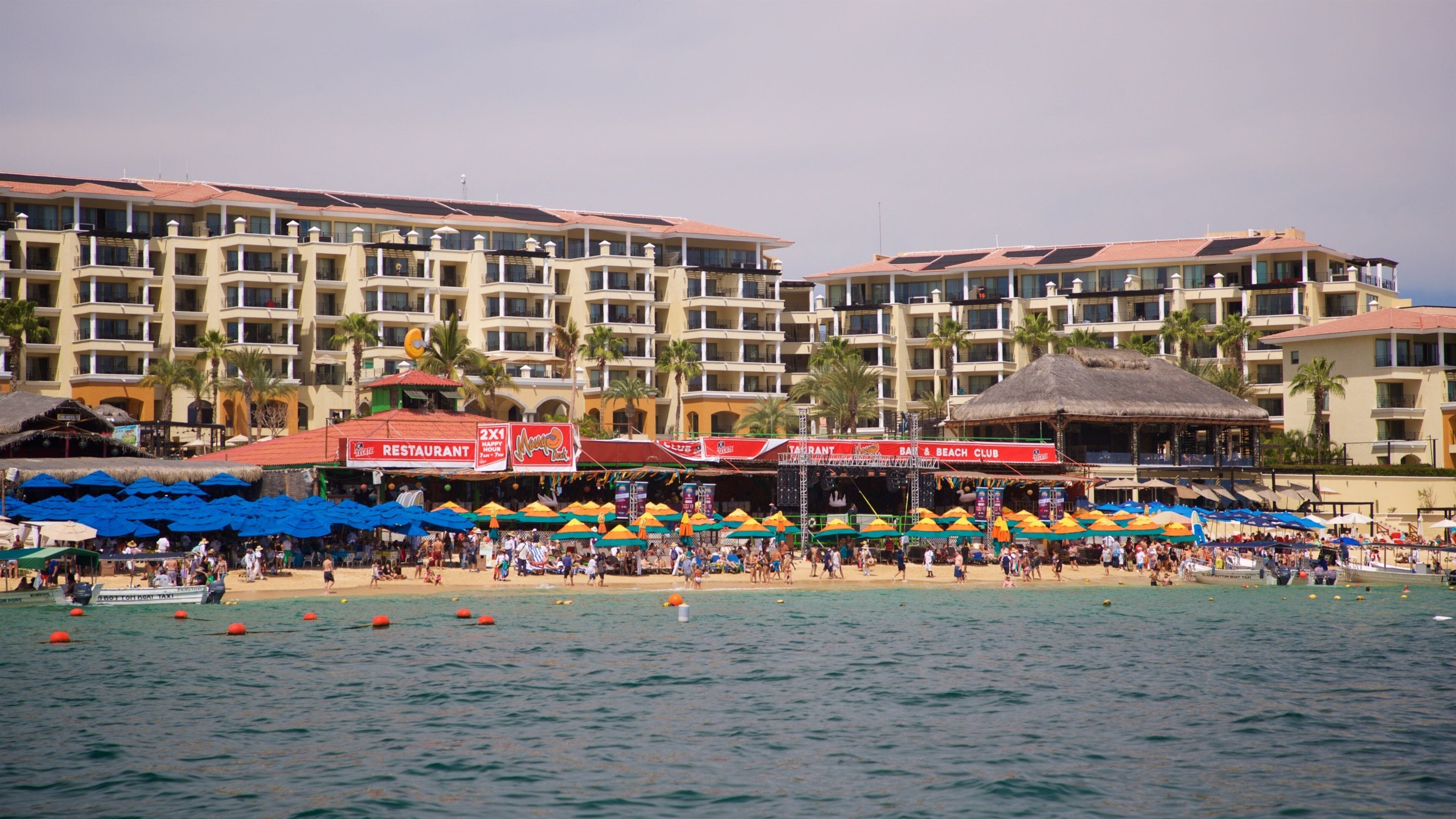 Medano Beach showing a coastal town and general coastal views