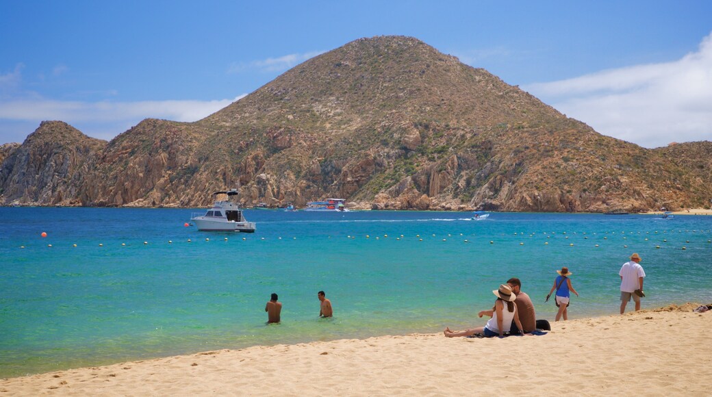 Medano Beach which includes general coastal views and a beach as well as a couple