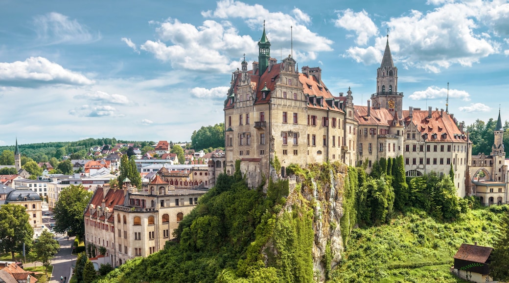 Panorama of Sigmaringen Castle, Germany. Urban landscape with German castle