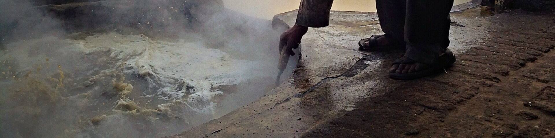 Working hard to make pure jaggery