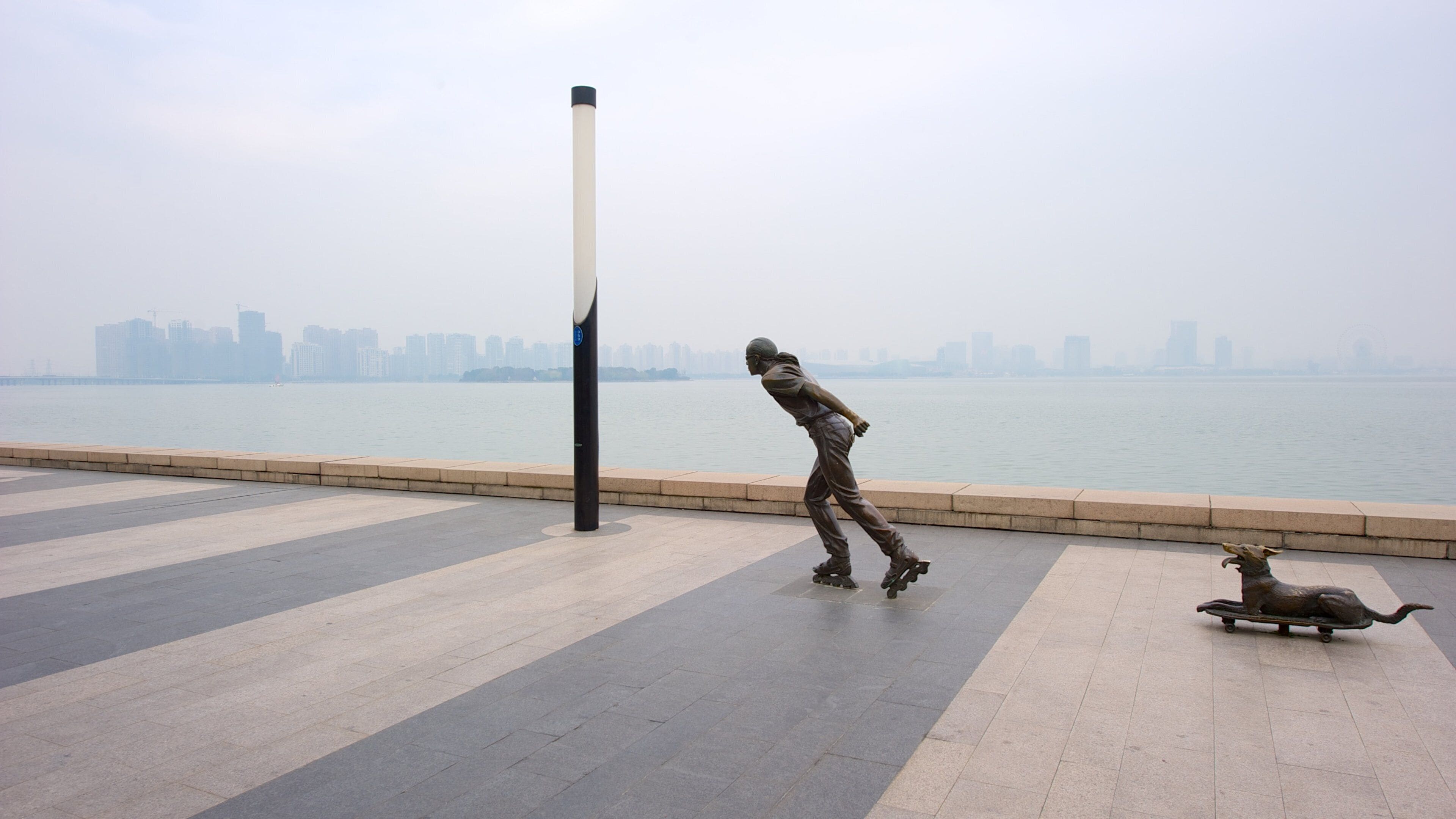 Jinji Lake which includes mist or fog