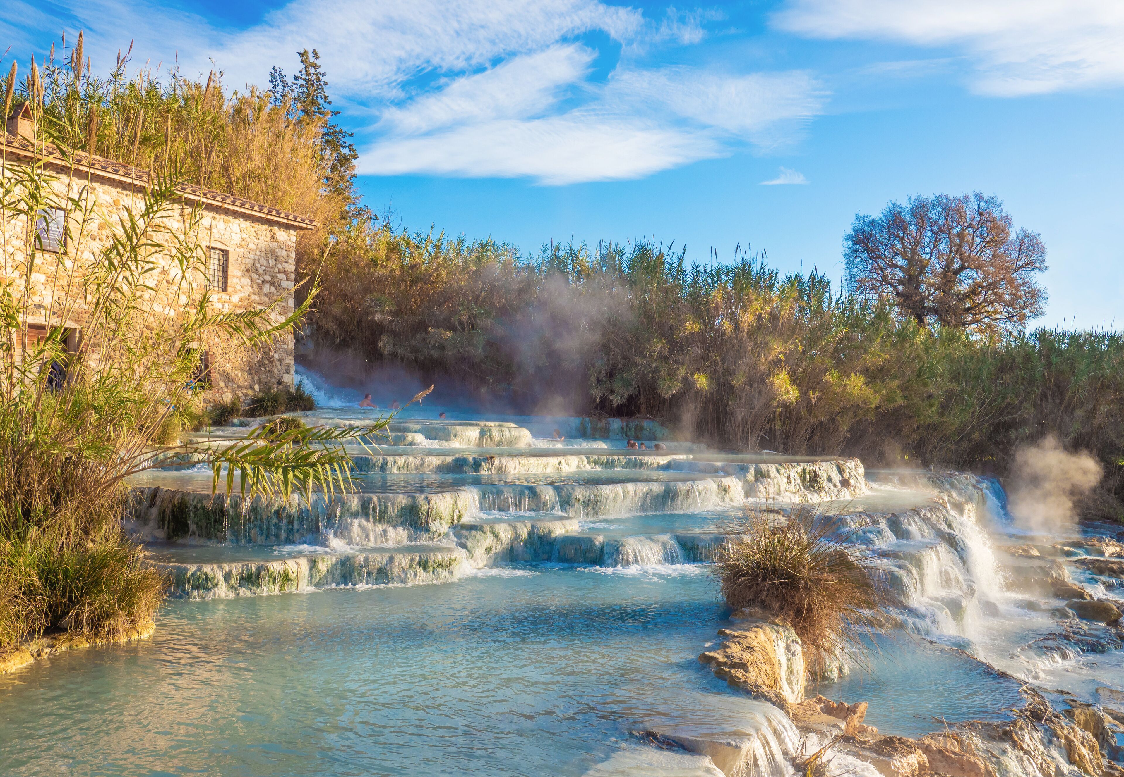 Saturnia (Tuscany, Italy) - The thermal sulphurous water of Saturnia, province of Grosseto, Tuscany region, during the winter