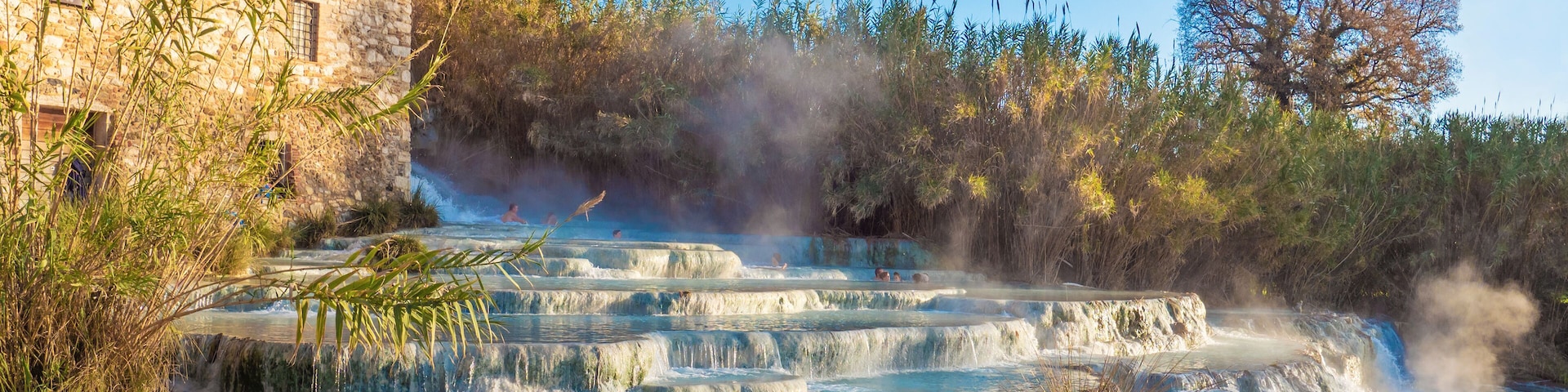 Saturnia (Tuscany, Italy) - The thermal sulphurous water of Saturnia, province of Grosseto, Tuscany region, during the winter