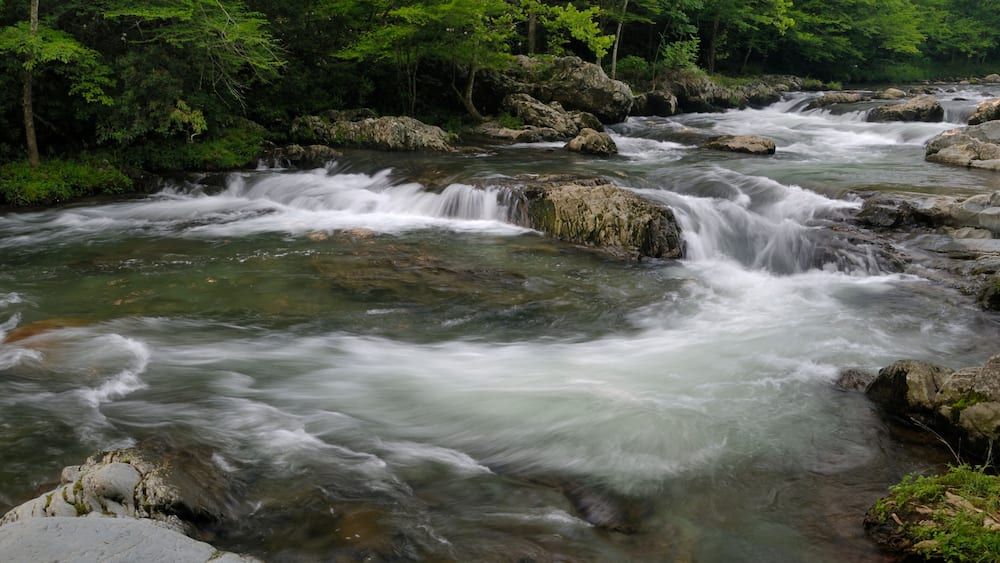 Little Pigeon River in Greenbrier, Smoky Mountains, TN, USA