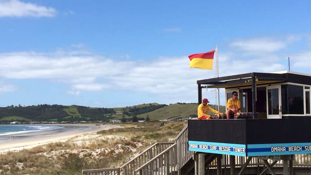 Surf life savers on duty at one of NZs most gorgeous beaches