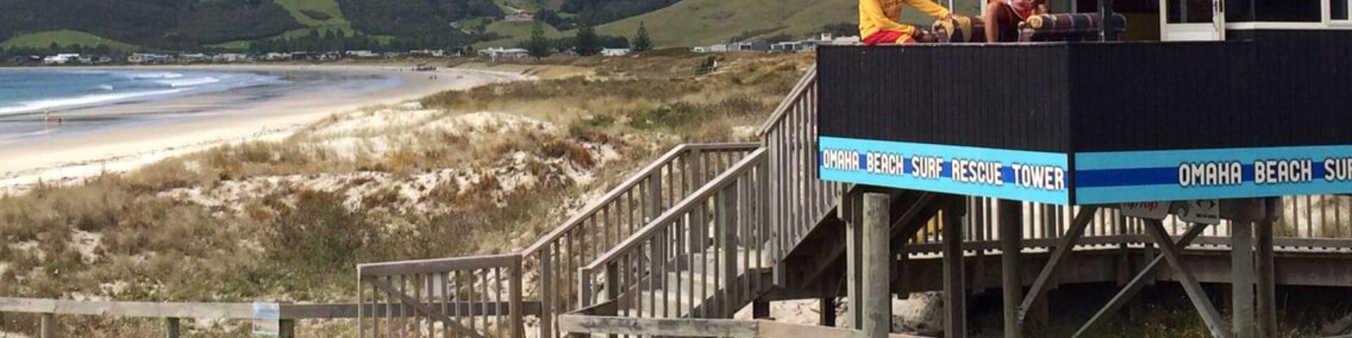 Surf life savers on duty at one of NZs most gorgeous beaches