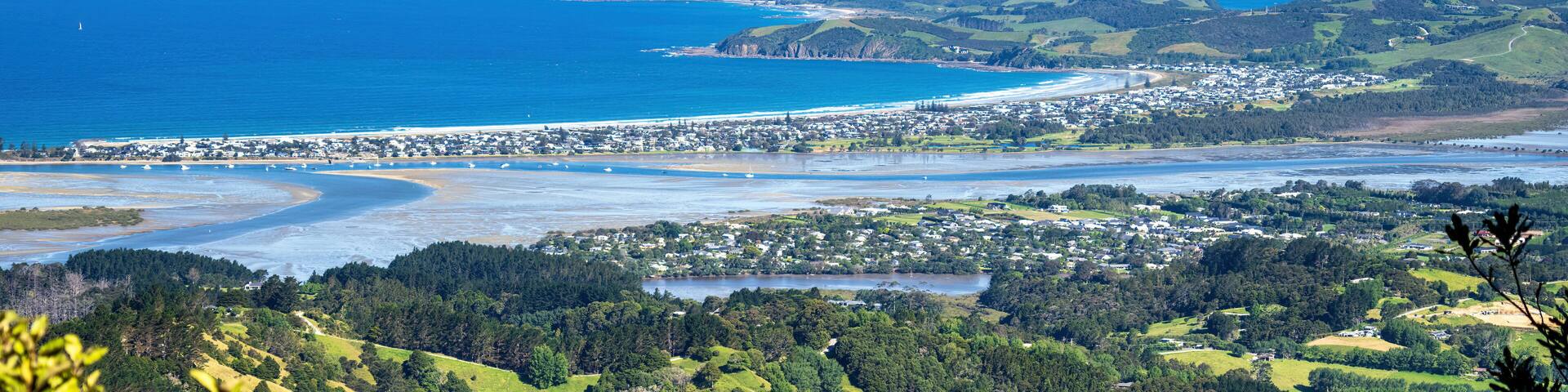 Omaha Beach. Auckland, New Zealand. Aerial view.