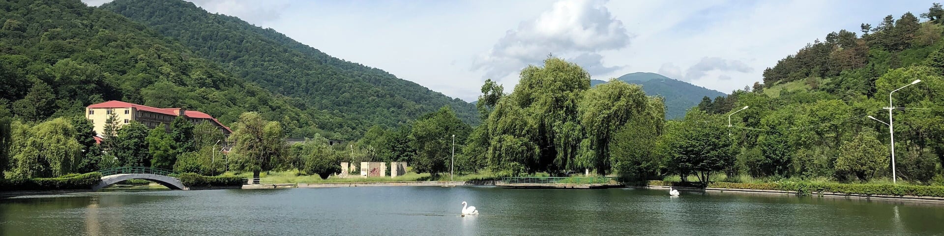 View of a man made lake, located in the center of the Armenian resort town of Dilijan.