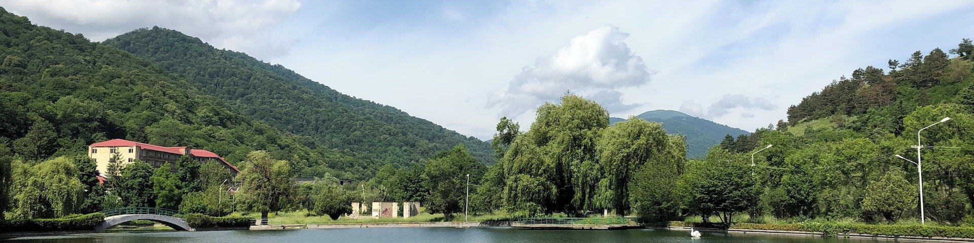 View of a man made lake, located in the center of the Armenian resort town of Dilijan.