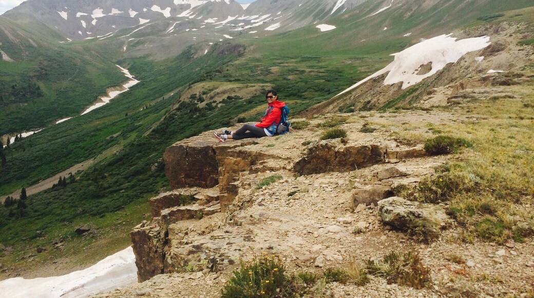 Independence Pass, originally known as Hunter Pass, is a high mountain pass in the Rocky Mountains of central Colorado. It is at elevation 12,095 ft (3,687 m) on the Continental Divide in the Sawatch Range. The pass is midway between Aspen and Twin Lakes, on the border between Pitkin and Lake counties.