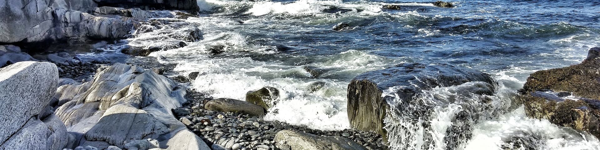 Peaks Island Maine Waves Crashing on Rocky Shore