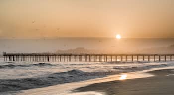 Hazy Sunset over Seacliff State Beach. Aptos, Santa Cruz County, California USA.