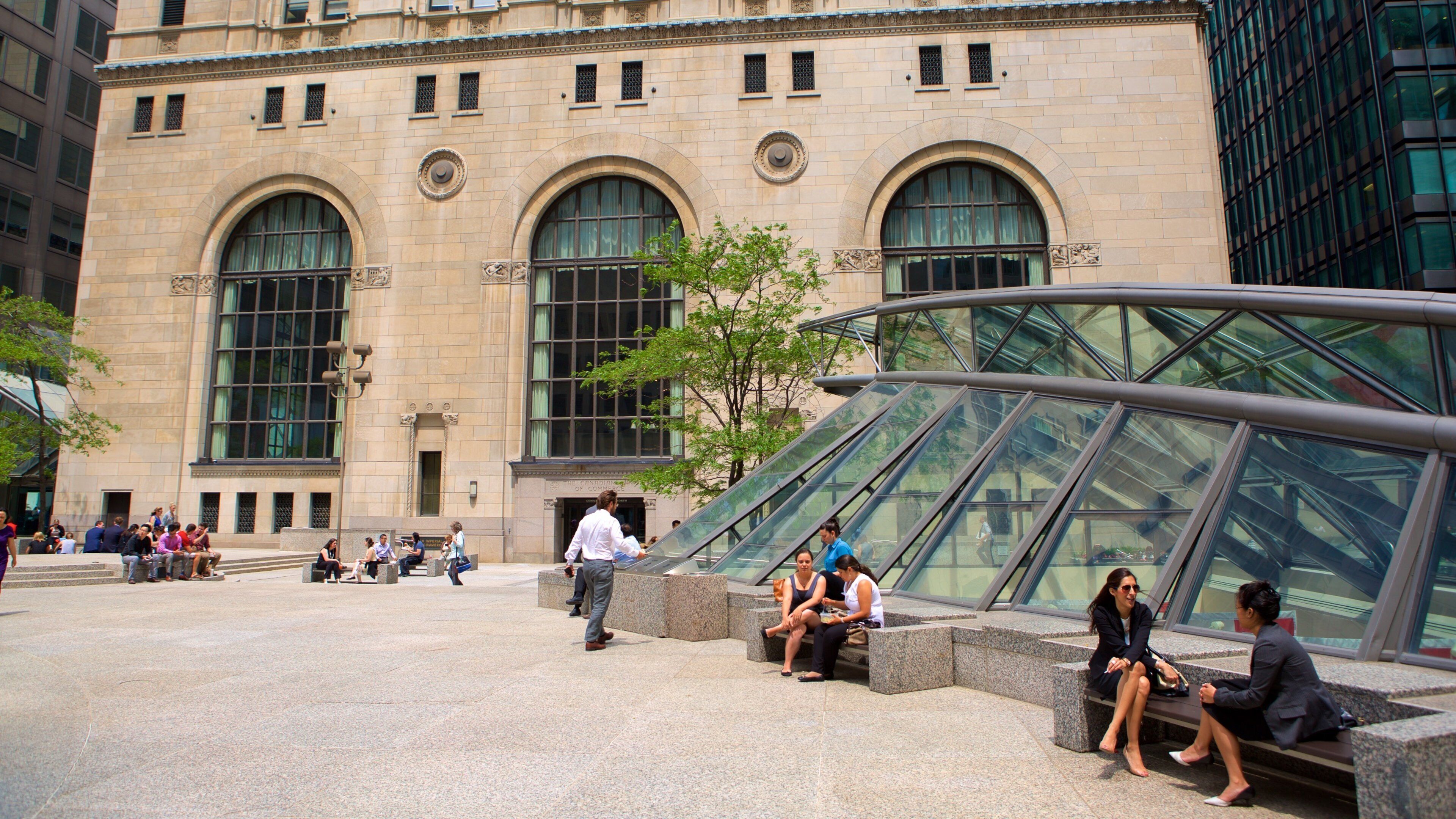 Financial District which includes a square or plaza, a city and modern architecture