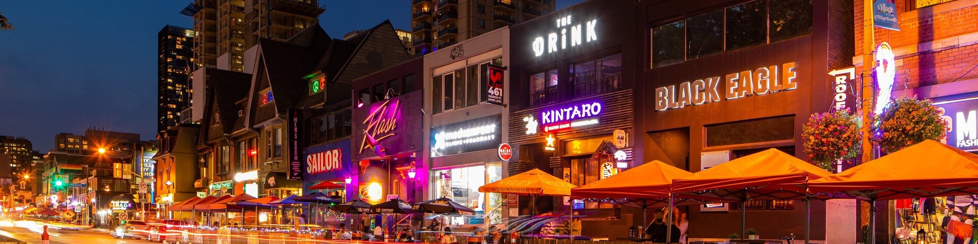 Church and Wellesley which includes nightlife and night scenes