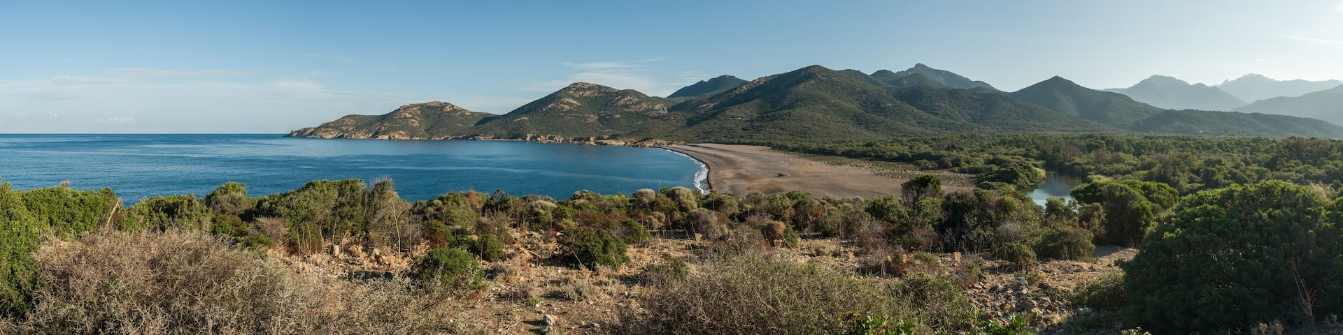 Panoramic view of Galéria beach in Corsica
