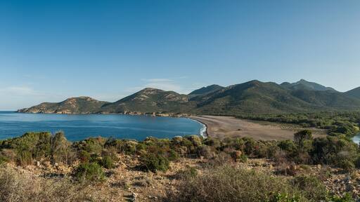 Panoramic view of Galéria beach in Corsica