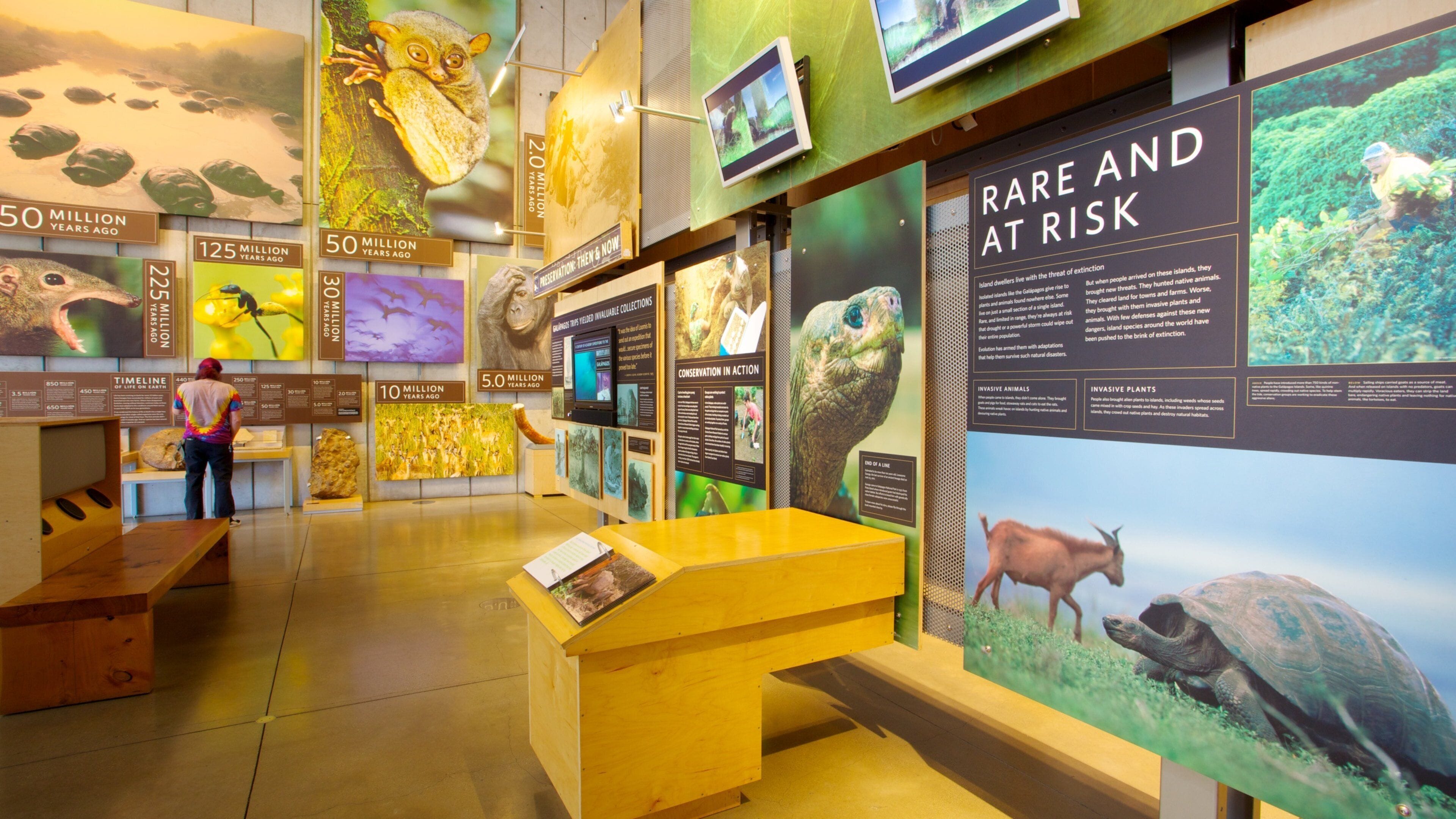 A museum exhibit with educational displays about endangered species and conservation efforts.
