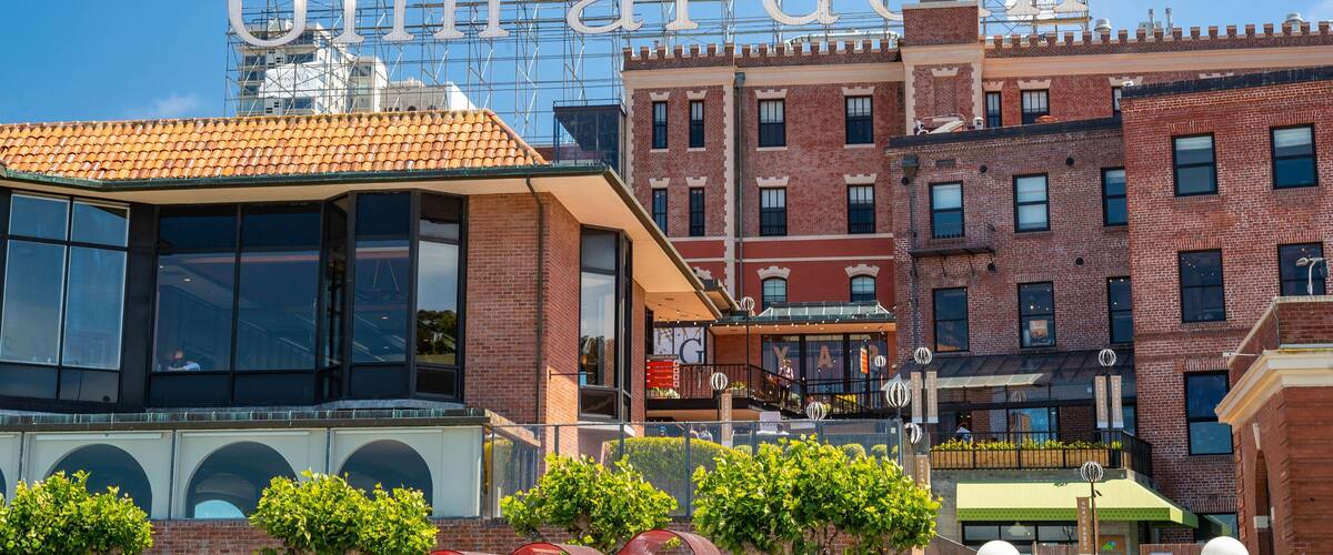 Ghirardelli Square showing signage