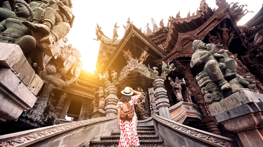 Tourist at Sanctuary of Truth, Pattaya, Thailand