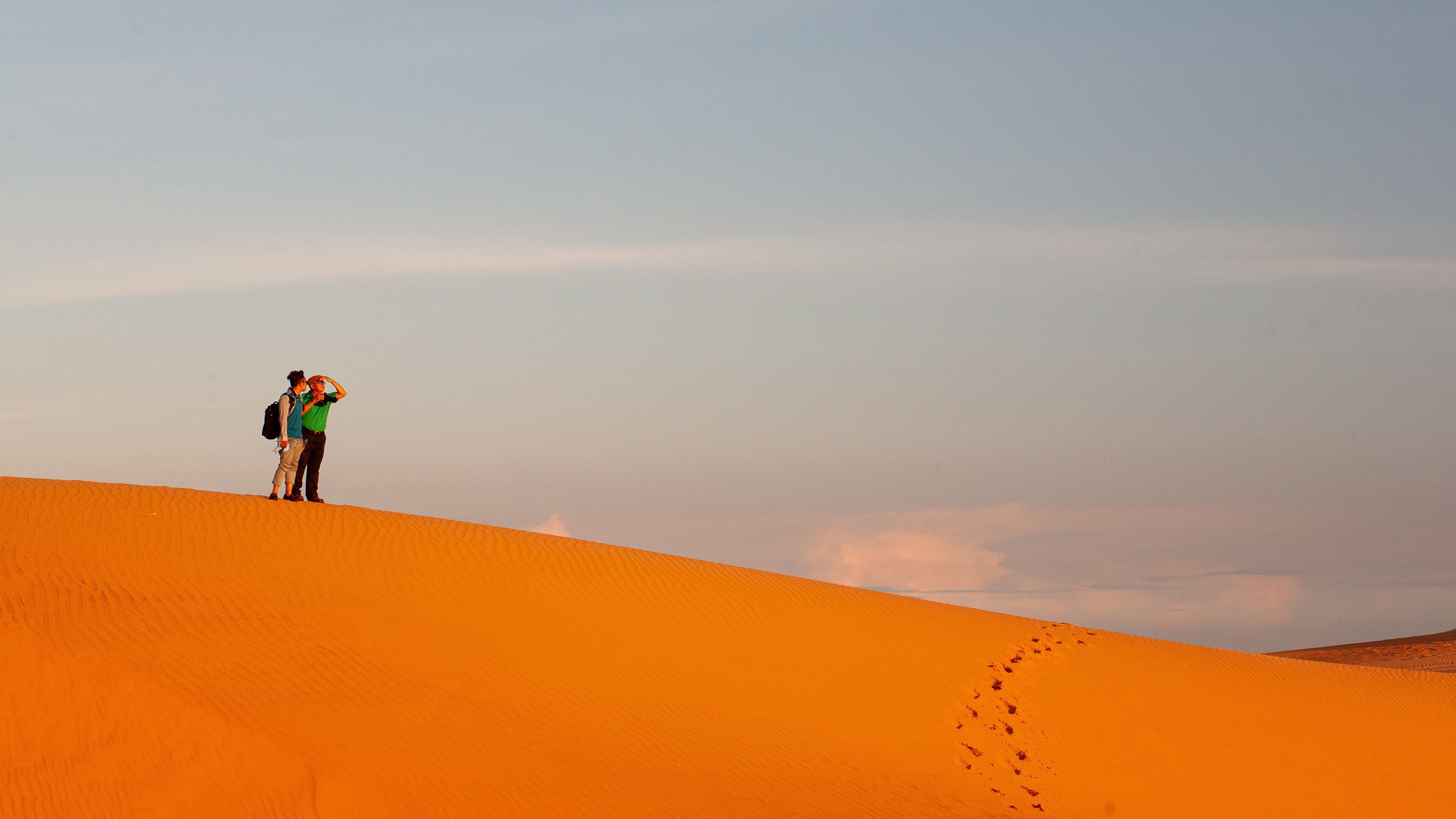 Mui Ne Sand Dunes which includes a sandy beach as well as a couple